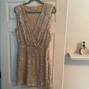 likely Elegant Gold Sequin Dress